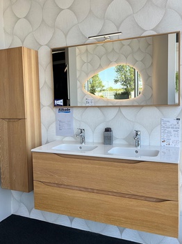 Meuble double vasque avec colonne de rangement