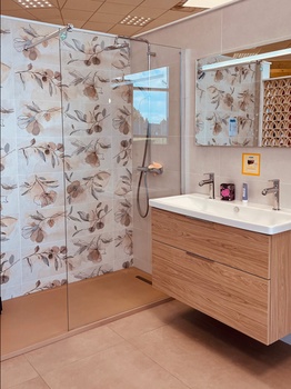 Meuble de salle de bain suspendu double vasque avec douche 