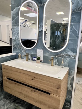 meuble salle de bains suspendu avec 2 miroirs LED