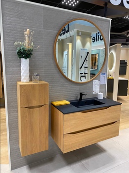 Ensemble meuble de salle de bain avec 2 tiroirs et une colonne de rangement