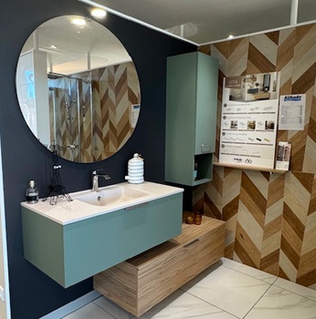 Meuble suspendu avec armoire de toilette