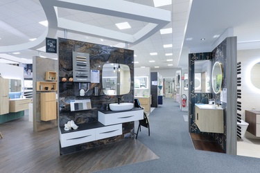 Meuble asymétrique avec vasque à poser