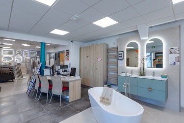 Baignoire îlot et meuble double vasque