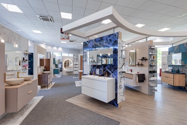 Meuble suspendu avec double vasque et miroir LED