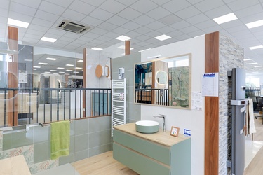 Meuble suspendu avec 2 tiroirs et vasque à poser