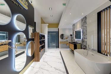 Baignoire semi îlot avec miroir Led