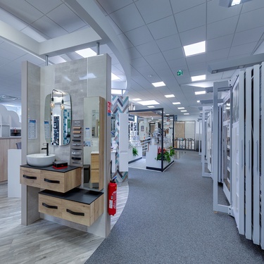 Meuble asymétrique avec vasque à poser