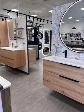 Meuble de salle de bain avec 2 tiroirs et miroir led