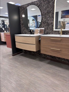 Meuble suspendu avec 2 tiroirs et miroir