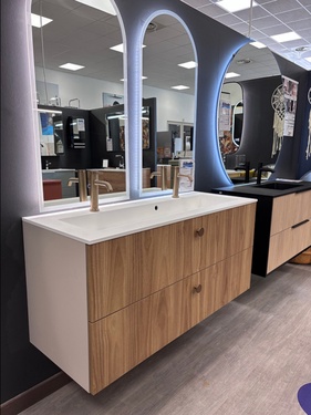 Meuble double vasque avec 2 miroirs led