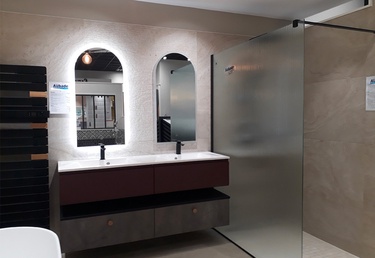 Meuble double vasque avec douche 