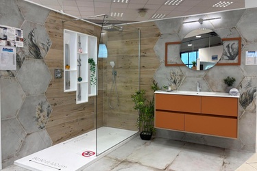 Douche italienne avec meuble suspendu 2 tiroirs