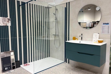 Douche italienne avec meuble suspendu 2 tiroirs