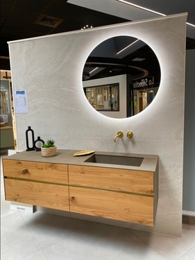 Meuble de salle de bain suspendu avec robinet intégré