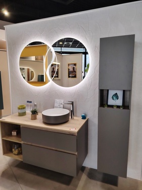 Meuble suspendu vasque à poser avec miroirs