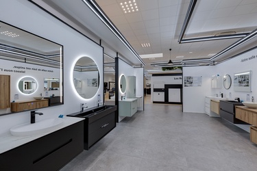 Meuble de salle de bain noir avec miroir LED