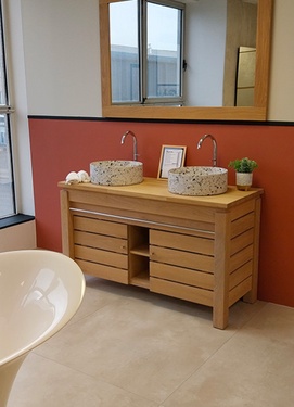 Meuble de salle de bain avec 2 vasques à poser