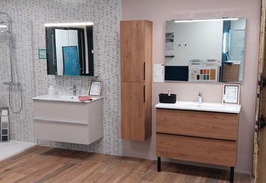 Ensemble de meuble de salle de bain avec colonne de rangement