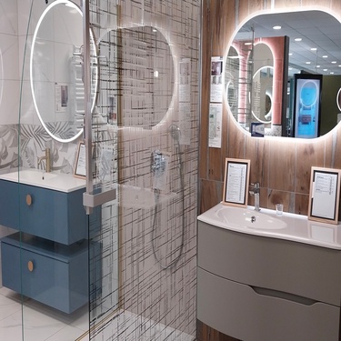 Meuble suspendu et paroi de douche