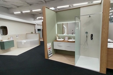 Douche et meuble avec double vasque à poser