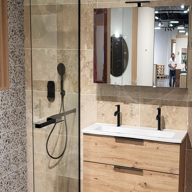 Meuble double vasque avec douche