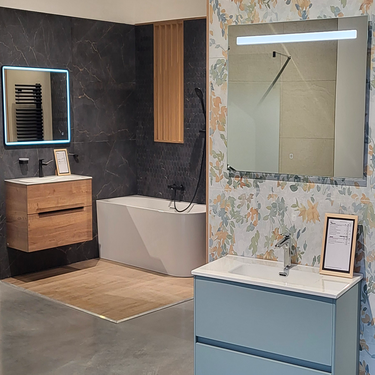 Meuble suspendu avec miroir LED