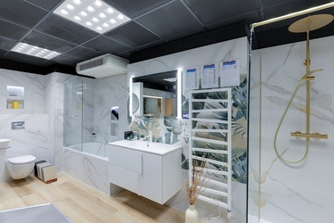 Salle de bain complete avec douche, baignoire, wc, meuble et sèche serviette