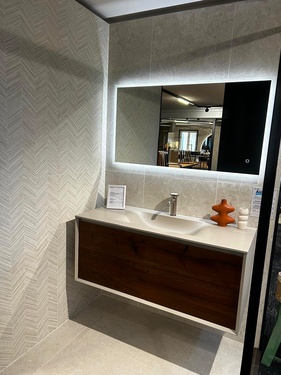 Meuble suspendu avec miroir LED