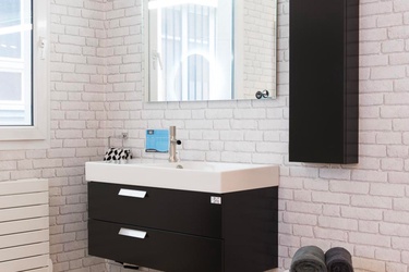 Meuble de salle de bain avec 2 tiroirs et colonne de rangement