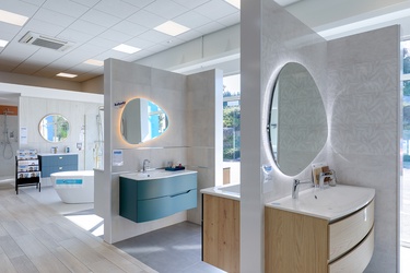 Meuble suspendu avec miroir LED