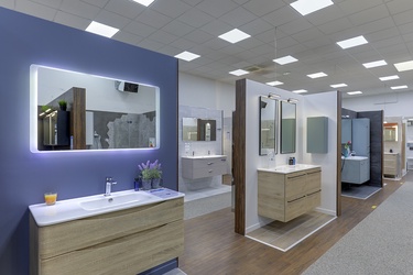 Meuble suspendu et miroir LED