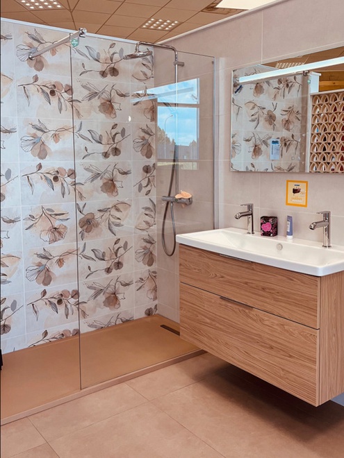 Meuble de salle de bain suspendu double vasque avec douche 