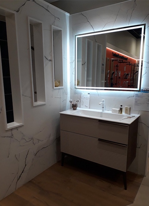 Meuble simple vasque avec 2 tiroirs de rangement