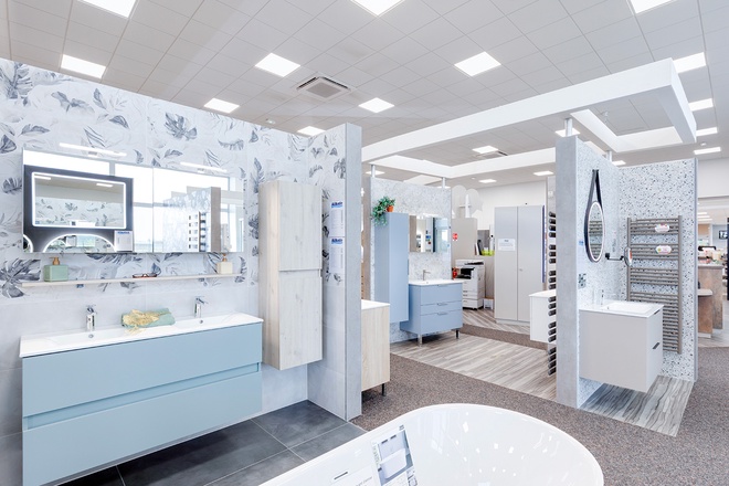 Meuble double vasque avec colonne de rangement