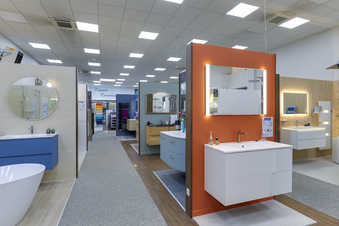 Meuble suspendu avec miroir LED