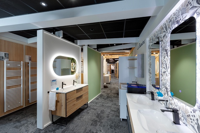 Meuble double vasque avec miroir Led