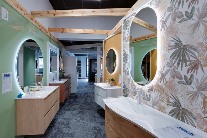 Meuble suspendu avec miroir Led